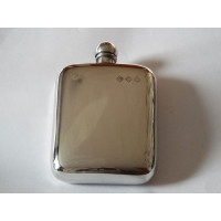 Lommelærke Pewter Engelsk 4 oz. stemplet.