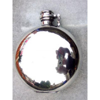Lommelærke Pewter Engelsk 6 oz. rund med fikseret skrueprop