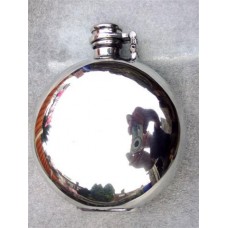 Lommelærke Pewter Engelsk 6 oz. rund med fikseret skrueprop