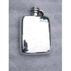 Lommelærke 4 oz Engelsk Pewter stemplet, med fikseret skrueprop