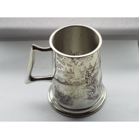 Pewter Tankard fiskescene 1 pint, ikke graverbar.